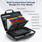 Fireproof Document Box, Hard Case Fireproof File Organizer Box with Lock and 13 Pocket Accordion File Folder, Portable Safe Box for Home Office Travel to Storage Important Documents Laptop Blue - Image 5