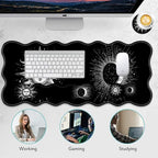 4 in 1 Desk Mat Set,Mouse Pad with Keyboard Wrist Rest,Wave-Shaped Design,Non-Slip Rubber Base,Waterproof,for Home,Office,Gaming,Sun and Moon - Image 6