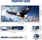 Large Mouse Pad + Keyboard Wrist Rest Set, Extended Gaming Mousepad (31.5X11.8 inch) with Non-Slip Rubber, Ergonomics Memory Foam Mouse Wrist Rest Support, Eagles in The Sky Pattern XXL Desk Pad - Image 2