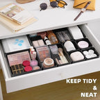 11-Piece Stackable Drawer Organizer Set, Multi-size Desk Drawer Organizer Trays Vanity Storage Bins for Storing Makeup, Stationery, Utensils in Bathroom Dresser, Office and Kitchen - Image 3