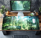 4-Piece Extended Large Mouse Pad Set for Women Men with Green Forest Design Includes 35.4 x 15.7 XXL Large Mouse Pad Keyboard Wrist Rest Mouse Wrist Support and Coaster for Office Home - Image 2