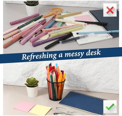 24 Pack Metal Pen Holder, Wire Mesh Pen Cup Pencil Holder Black Metal Pencil Cup for Home Office Desk Pen Holder Supplies - Image 6
