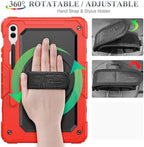 SEYMAC stock Case for Samsung Galaxy Tab S10+ Plus/ S9 FE+ Plus/ S9+ Plus 5G Tablet Case 12.4'' Protective with Screen Protector, Pen Holder, 360 Rotate Stand, Hand Strap, Shoulder Strap, Red - Image 3
