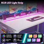 DurayLoly 55 Inch Computer Desk with Waterproof LED Lights for Bedroom - Image 6
