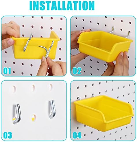 Yookeer 20 Pcs Pegboard Bins and Cups Accessories with Hooks, Mixed Color - Image 4