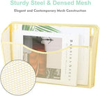 EASEPRES 3 Single Pocket Mesh Hanging File Organizer, Vertical Wall Mounted Magazine File Holder, Mount Basket Mail Paper Document Folder Organizing for Office, Home and School, Gold - Image 4