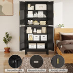 75" Tall Kitchen Pantry Cabinet, Black Metal Pantry Storage - Image 3