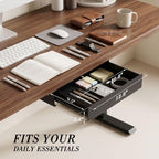 Under Desk Drawer with Gap-Free Side-by-Side Design, Hidden Handle Pull-Out Organizer for Office Desk (Black, Steel, 1-Pack) - Image 2