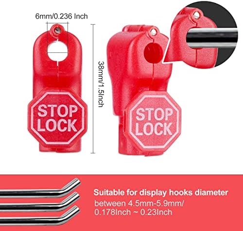 LeaGerous 200 Pcs Magnetic Peg Hook Stop Lock 6mm, Display Hook Magnet Security Locks Compatible with 4.5-5.9mm pegboard for Retail Store and Shopping Center (Red) - Image 3