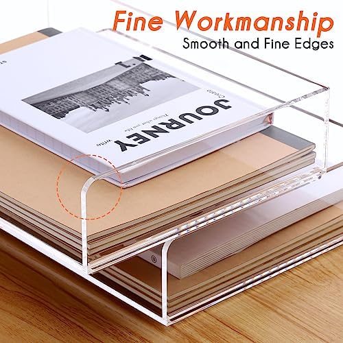 Paper Tray Organizer Clear Acrylic Desk Organizers and AccessoriesOffice Supplies Organization Stackable File Holder-Art Storage for School Classroom Workspace Letter Tray-2 Pack/2 Tier… - Image 6