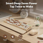 Wireless Keyboard and Mouse, Round Keycap, Magnetic Wrist Rest, Latte Beige - Image 5