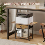 Printer Stand with Storage, 2-Tier Printer Table with Locking Wheels, Under Desk Rolling Table Cart for Home Office, Fit Fax Machine Scanner, Brown - Image 2