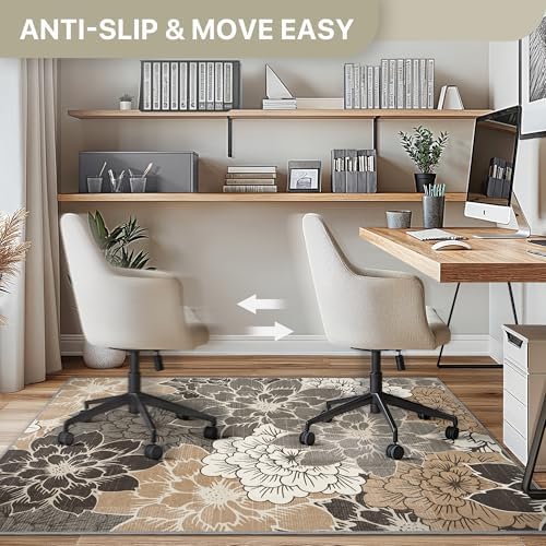 36"x60" Office Chair Mat for Hardwood Floor, Non-Slip Washable Grey Beige - Image 5