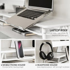 Fenge 42.5-Inch Monitor Stand Riser with Laptop, Phone & Headphone Holders - Image 3