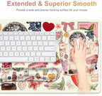 Beige Mouse Pad with Wrist Support 4 in1 Set, XXL Big Game Mousepad + Keyboard Wrist Rest + Mouse Wrist Rest Pad +Coaster Gaming Mat for Home Office Work Computer I Cute Design Stickers - Image 3