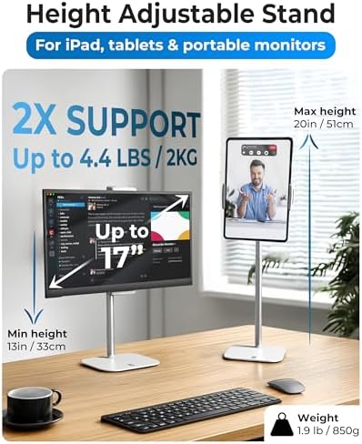 COOPER TabStand 20" Tall iPad Stand for Desk, Portable Monitor Stand Holder - Image 2