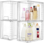 Vtopmart 4 Pack Clear Stackable Storage Drawers,9.7" High Plastic Organizers Bins for Skincare, Bathroom Supplies,Ideal for Cabinet,Undersink,Vanity,Kitchen,Pantry Organization - Image 4