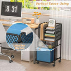 Feyejade 6-Tier Rolling File Cart Multi Mobile Drawer Cabinet Black - Image 4