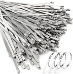 Rocaris 500Pcs 8 IN Metal Zip Ties, 304 Stainless Steel Heavy Duty Zip Ties by Rocaris