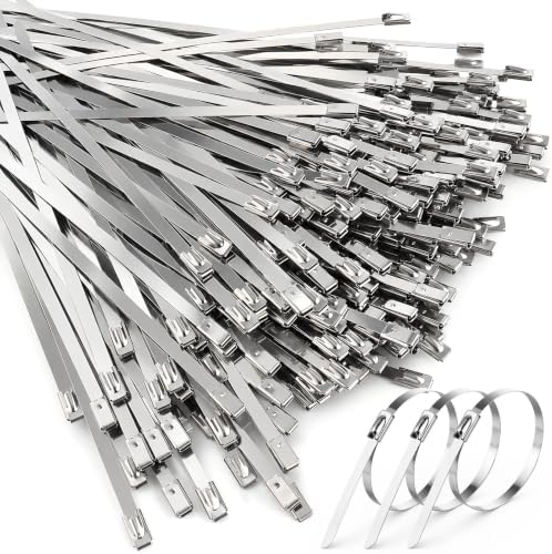 Rocaris 500Pcs 8 IN Metal Zip Ties, 304 Stainless Steel Heavy Duty Zip Ties by Rocaris
