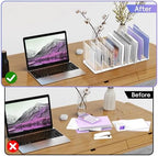 9-Section Desk File Organizer, Vertical File Holder, Mesh Desktop File Folder Metal File Organizer Stand for Office Home Classroom, White - Image 6