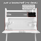 Desktop Hutch Bookshelf,Many Gifts,Metal Desktop Bookcase with pegboard, Desk Shelf, Countertop Storage Organizer Rack for Dorm or Office,Desktop Shelves (White, 37.4" Lx9.9 Wx39 H) - Image 2