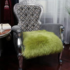 LLB Sheepskin Chair Covers Office Chair Cushion Dining Room Chair Pads Desk Chair Seat Cushion for Computer Chair Fur Area Rugs Pea Green, 18x18 Inch (Pack of 1) - Image 2