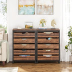 Tribesigns 5-Drawer File Cabinet, Wood Mobile Storage Drawer, Rustic Brown - Image 3