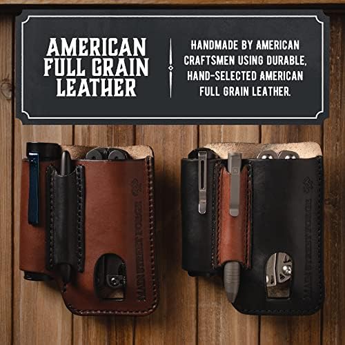 Made in USA Leather EDC Pouch | Leather Multitool Sheath/Holster for Men | Belt Clip/Pocket Organizer for Leatherman, Gerber & SOG Multitools | Knife/Multi Tool & Flashlight & Pen Holder - Image 4