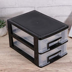 DOITOOL 2 Tier Plastic Drawer Type Closet, Plastic Home Office Storage Organizer, Makeup Organizer Storage Station Cube, Cosmetics Jewelry Storage Box for Bathroom, Dorm, Desk, Countertop, Office - Image 2