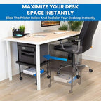 Mount-It! Under Desk Printer Stand with Wheels | Mobile Printer and Fax Cart with Storage Shelf for Office and Home Use, 2 Tiers (Black) - Image 4