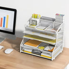 YINGHUA 5-Tier Mesh Desk Organizer, Letter Tray - White - Image 6