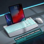 GAMCATZ Wireless Keyboard and Mouse Backlits - Full-Sized Ergonomic Lighted Keyboard with Wrist Rest, Phone Holder,2.4GHz Rechargeable Silent Keyboard Mouse Combo for Computer, Laptop, PC, Mac -White - Image 6