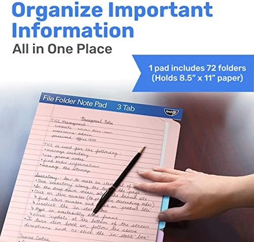 Find It File Folder Notepad - Pack of 72-9.5 x 12.5 Inch Notebook Organizer Folders for Filing, Document, and Clipboard Organization - Pastel - Image 2
