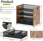 Desk Organizer - 4 Tier Desktop File Organizer with Drawer, Wooden Paper Tray Organizer, Office Desk Accessories Organizer for Papers, Mail, Notebooks, Stationery - Image 3