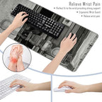 TGFEWYTJYJ Extended Gaming Mouse Pad,Memory Foam Ergonomic Keyboard Mouse Wrist Rest Support Set,Large Desk Mat with Stitched Edges,Non-Slip Base Mousepad Home Office,Black Cat - Image 6