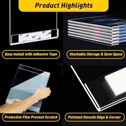 30 Pcs Acrylic Sign Holder 11 x 8.5, Horizontal Wall Mount Sign Holders - Image 2