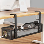 Under Desk Cable Management Large, Cinati 16" Cable Management Box for Table Thickness up to 3", Wire Cord Organizer with Clamp No Drill, No Damage to Desk (Black) by Cinati