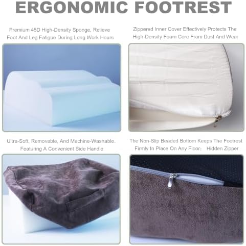Foot Rest Under Desk for Office, Ergonomic Footrest, 2 Height Levels, Rocking Foot Stool Under Desk, Comfortable Foam Desk Foot Rest for Home Office, Gaming and Work (Charcoal Gray) - Image 4