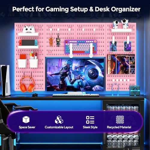 Pink Peg Board, 24"x36" Pegboard Wall Organizer, Includes 6PCS Pink Peg Boards and Accessories, Plastic Peg Board Panels for Craft Room, Office, Kitchen, Gaming Room - Image 3