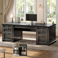 SEDETA 67" Office Executive Desk with 4 Drawers, Storage Cabinet & Outlet by SEDETA