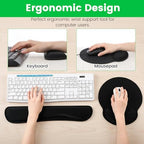 6 Pcs Mouse Pad and Keyboard Wrist Rest - Ergonomic Wrist Pad for Computer Keyboard and Mouse Pad, Memory Foam Wrist Support for Comfy Typing (Classic Black) - Image 4