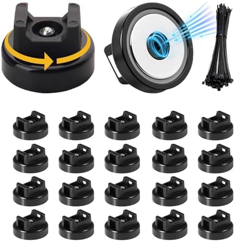 20 Pcs zbab1 Magnetic Zip Tie Mount Base, 35LBS Strong Magnetic Wire Holder & Cable Clips,Magnetic cable management for cars, offices, homes, and boats Diameter 25mm by Unknown