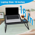 Laptop Bed Desk, Adjustable Lap Desk, Small Laptop Table with USB Charge Port, Desktop Card &Pen Slot, Cup Holder, Foldable Bed Tray Table for Couch Sofa Chair Floor Eating Working - Image 5