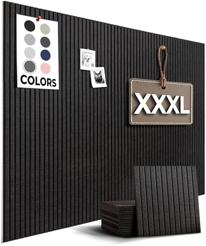 WALLHERO Large Bulletin Board, Tack Board, 59"x36" | 15 Pack | Wall Pin Board, Cork Board Alternative for Walls, Tablero de Corcho para Pared, Cord Board for Wall (Black Slats) by WallHero