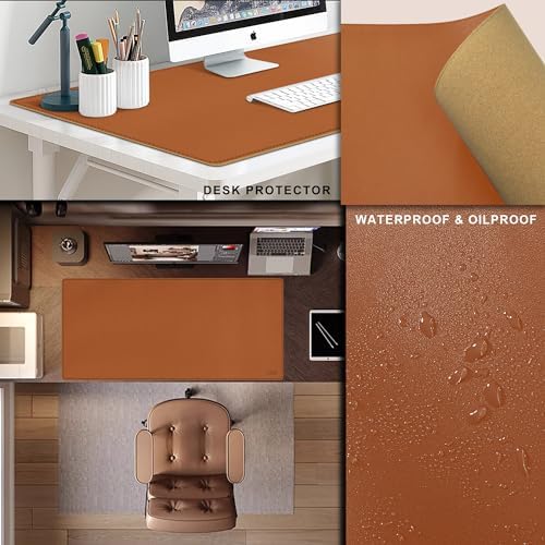 Vyaaa Leather Desk Pad, 40“ x 24” XXL Large Desk Mat, Large Mouse Pad on Top of Desks for Computer, Gaming, Home or Office (Brown) - Image 2
