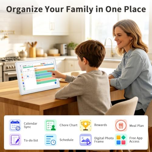 Digital Calendar, 15.6" HD Touchscreen Family Calendar Organizer, Smart Family Planner with Chore Chart, Meal Planner, To-Do List & Digital Photo Frame, White - Image 2