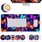 Mouse Pad,Large Desk Mat Set, 4in1 XL Mousepad + Keyboard Wrist Rest+Mouse Wrist Rest+Coaster with Ergonomic Desk Pad for Home Office Table Computer Cover -Colorful Butterfly - Image 6
