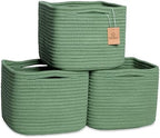 NaturalCozy Storage Cubes 9”x9”x7”Cotton Rope Woven Baskets for Organizing 3-Pack | 9 Inch Cube Storage Bin | Small Basket for Shelf Nursery, Pantry, Decorative Plant, Bathroom Closet, Toy Gift by NaturalCozy