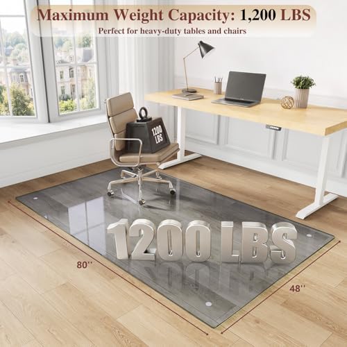 Tempered Glass Chair Mat for Carpet, 48"x80" Grey Floor Mat - Image 2
